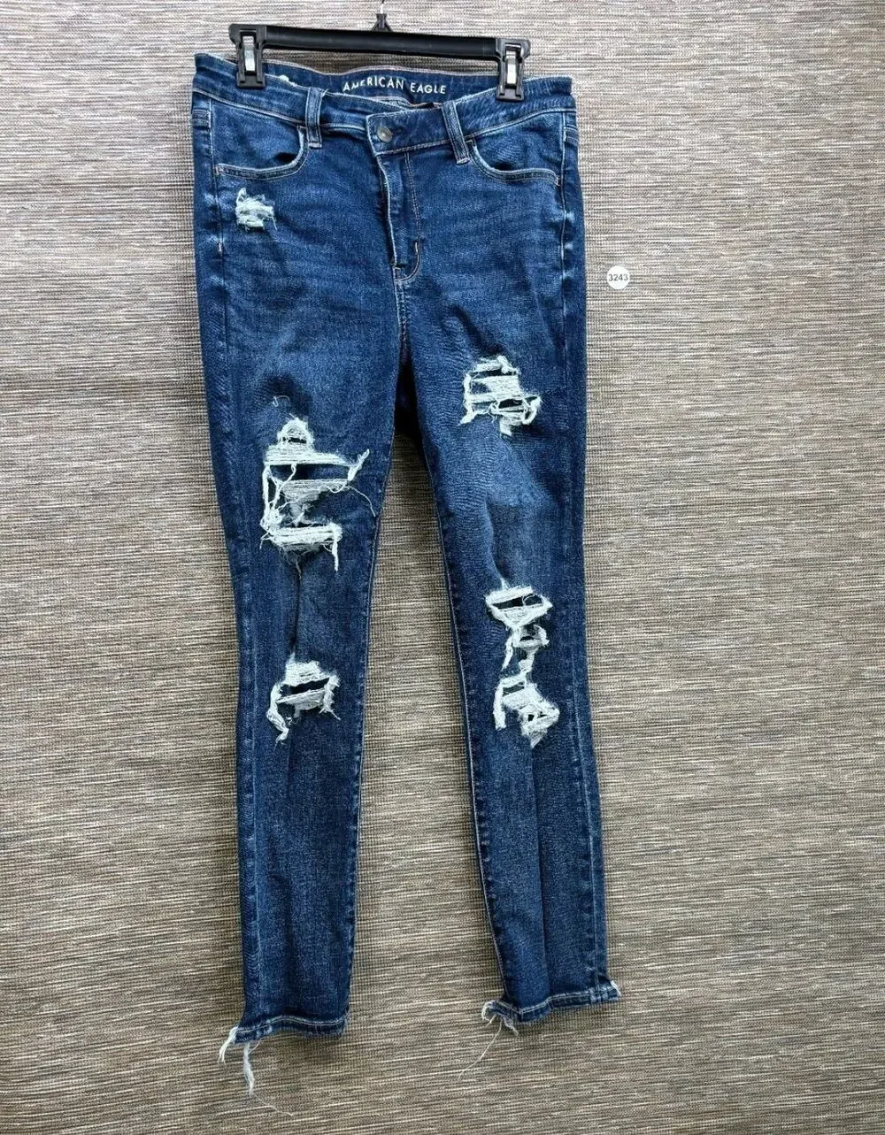 American Eagle Next Level Stretch Jeans Womens Size 10 Blue High-Rise Distressed